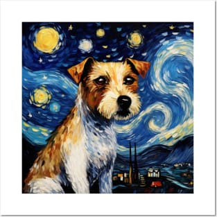 Jack Russell terrier in Starry Night by Van Gogh style Posters and Art